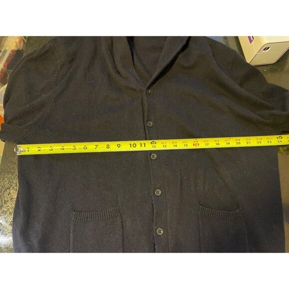 Alan Flusser Shawl Collar Navy Knit Buttoned Long Sleeve Cardigan Sweater - Picture 7 of 10